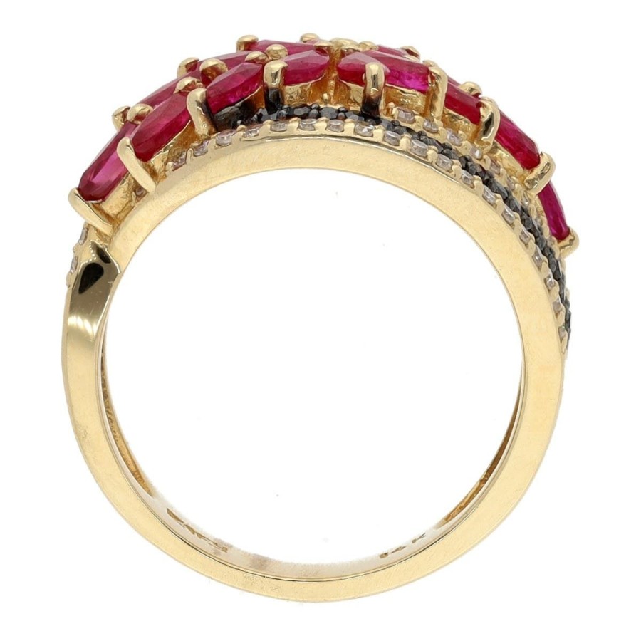 Gem Shopping Effy Ruby And Diamond Flower Ring In 14K Yellow Gold | Ruby