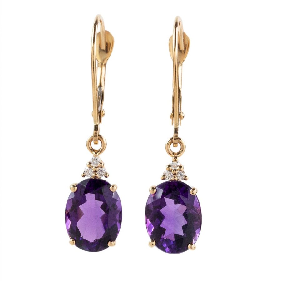 Gem Shopping Cut By Ben Siberian Amethyst And Diamond Earrings In 14K | Amethyst