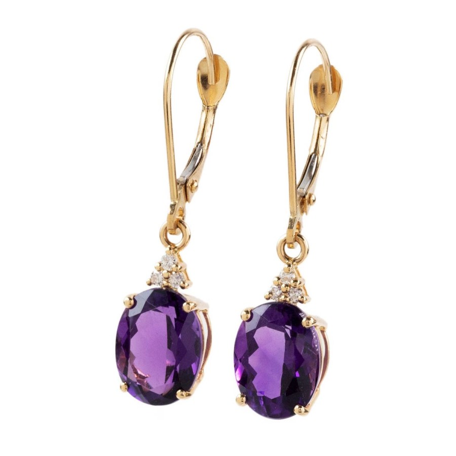 Gem Shopping Cut By Ben Siberian Amethyst And Diamond Earrings In 14K | Amethyst