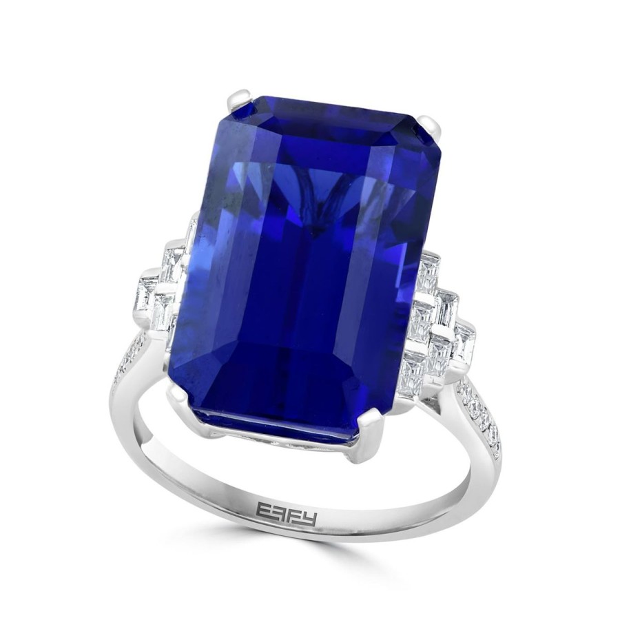 Gem Shopping Effy Emerald Cut Tanzanite And Diamond Ring In 18K White Gold | Emerald