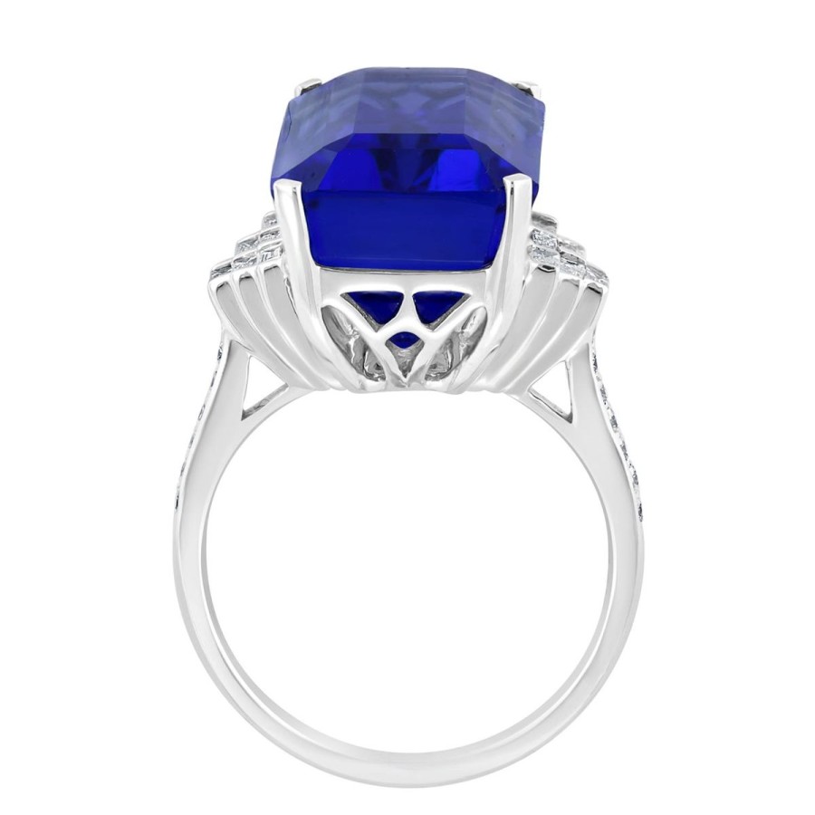 Gem Shopping Effy Emerald Cut Tanzanite And Diamond Ring In 18K White Gold | Emerald