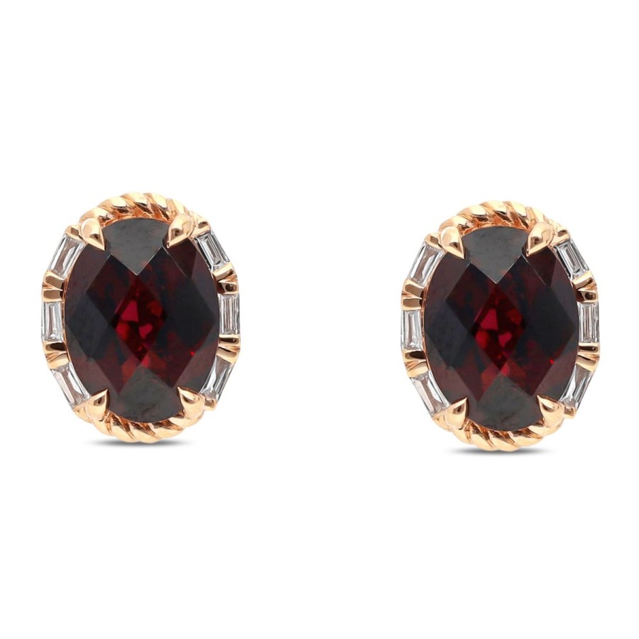 Gem Shopping Effy Rhodolite Garnet And Diamond Stud Earrings In 14K | Garnet