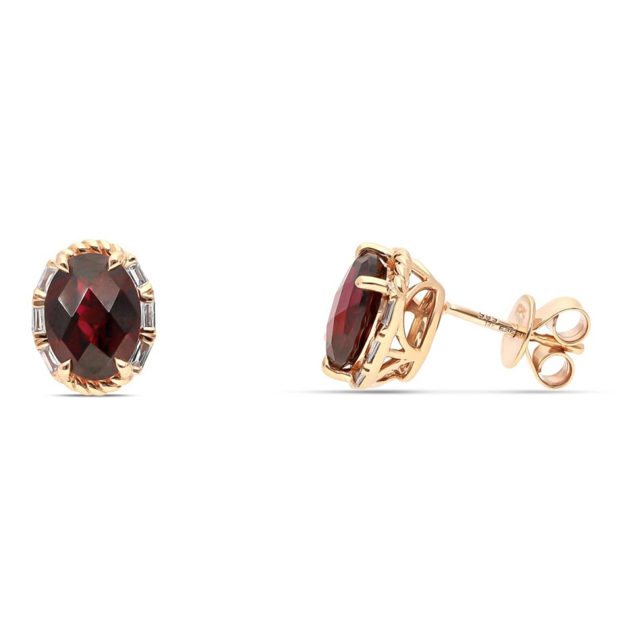 Gem Shopping Effy Rhodolite Garnet And Diamond Stud Earrings In 14K | Garnet