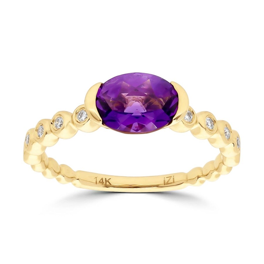 Gem Shopping Amethyst And Diamond Cocktail Ring In 14K | Amethyst