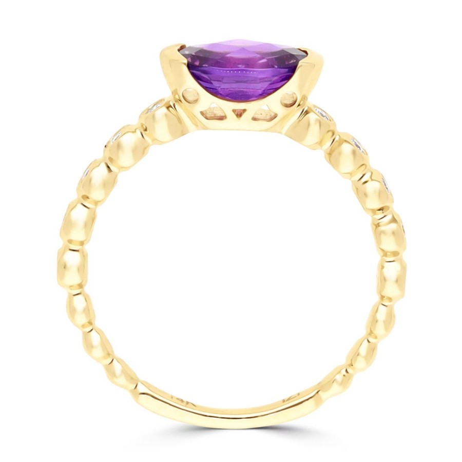 Gem Shopping Amethyst And Diamond Cocktail Ring In 14K | Amethyst