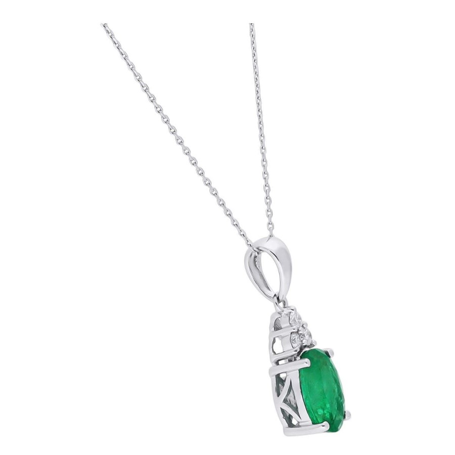 Gem Shopping Gem Bleu Emerald And Diamond Pendant In 14K | Emerald