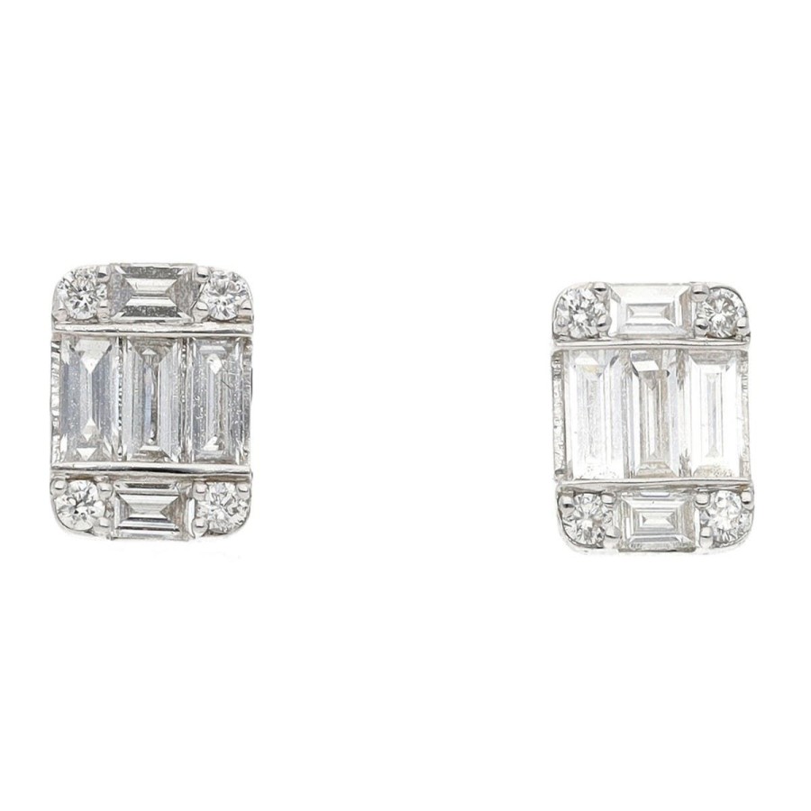 Gem Shopping Diamond Stud Earrings In 18K White Gold | Diamond