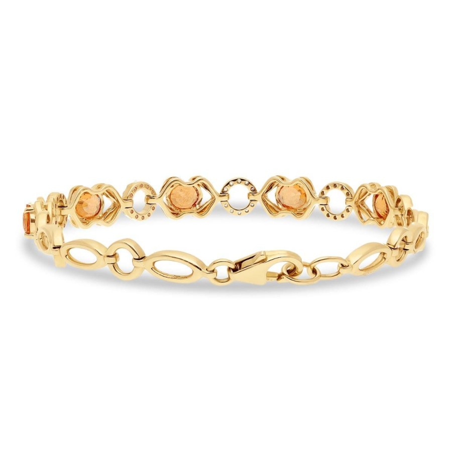 Gem Shopping Mandarin Garnet And Diamond Bracelet In 14K Yellow Gold | Garnet