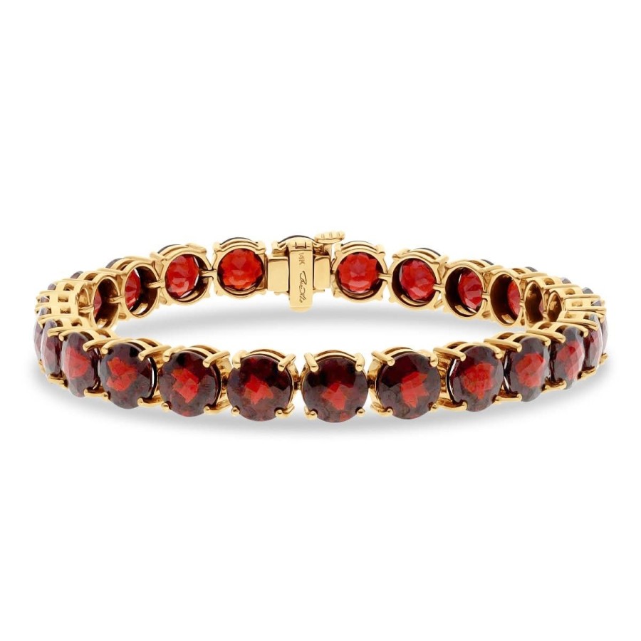 Gem Shopping Garnet Bracelet In 14K Yellow Gold | Garnet