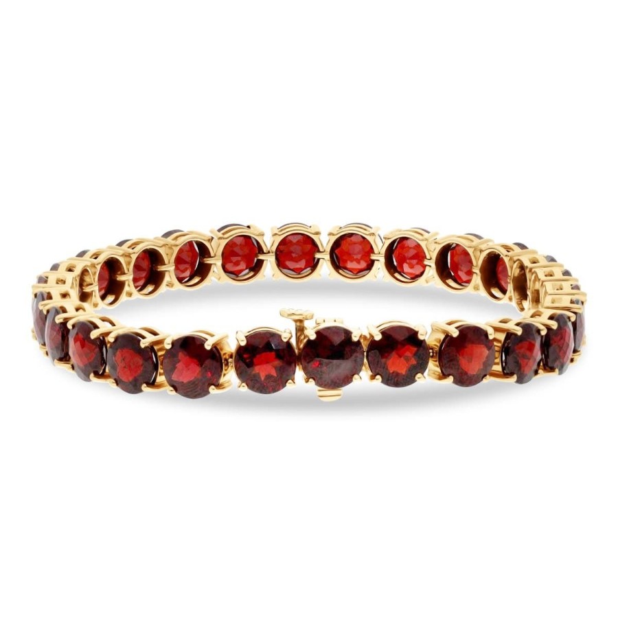 Gem Shopping Garnet Bracelet In 14K Yellow Gold | Garnet