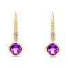 Gem Shopping Amethyst And Diamond Dangle Earrings In 14K | Amethyst