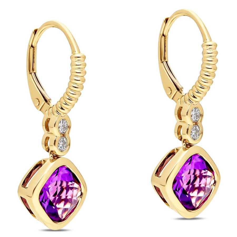 Gem Shopping Amethyst And Diamond Dangle Earrings In 14K | Amethyst