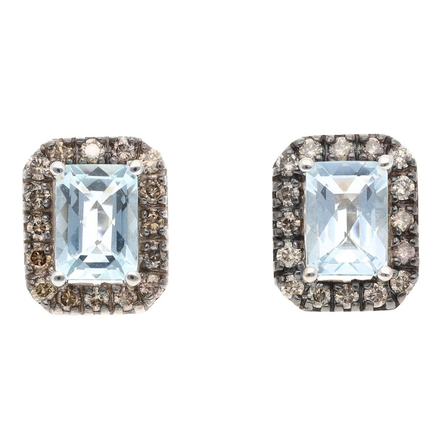 Gem Shopping Effy Aquamarine And Diamond Stud Earrings In 14K | Aquamarine