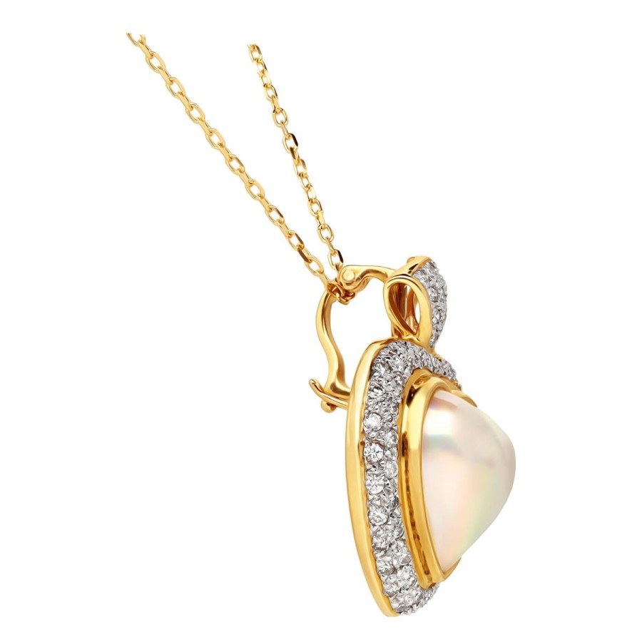 Gem Shopping Cut By Ben Mabe Pearl And Diamond Pendant In 14K | Pearl