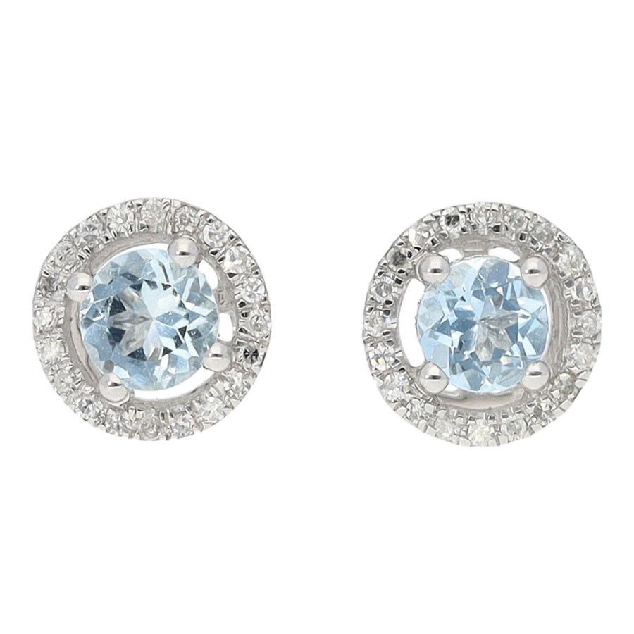 Gem Shopping Lali Jewels Aquamarine And Diamond Stud Earrings In 14K White Gold | Aquamarine