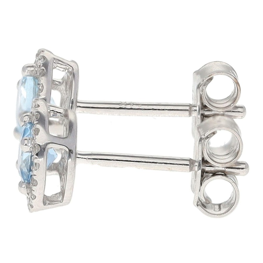 Gem Shopping Lali Jewels Aquamarine And Diamond Stud Earrings In 14K White Gold | Aquamarine