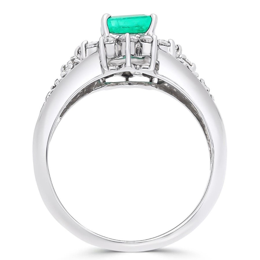 Gem Shopping Cirari Couture Jewels Emerald And Diamond Ring In 900 Platinum | Emerald