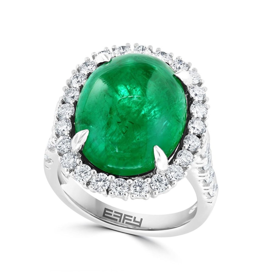 Gem Shopping Effy Emerald And Diamond Halo Ring In 18K White Gold | Emerald