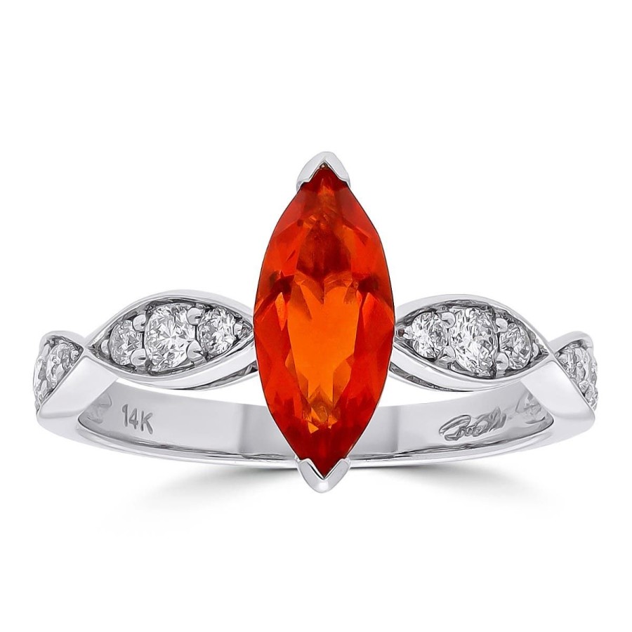 Gem Shopping Fire Opal And Diamond Ring In 14K | Fire Opal