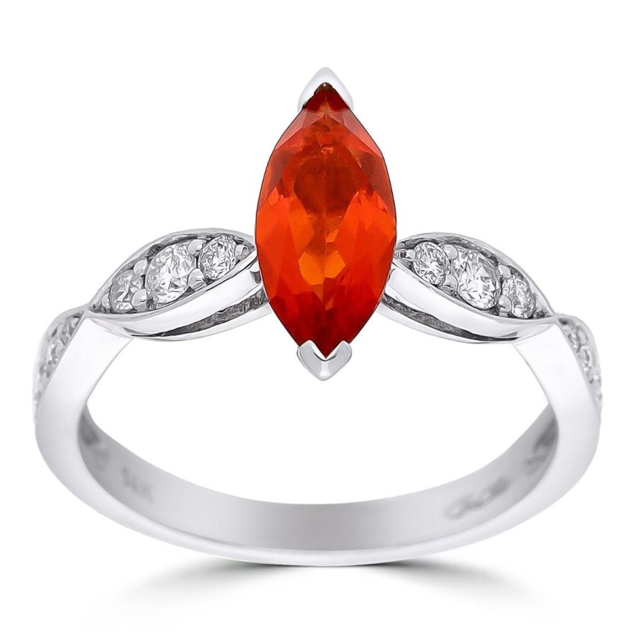 Gem Shopping Fire Opal And Diamond Ring In 14K | Fire Opal