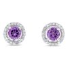 Gem Shopping Lali Jewels Amethyst And Diamond Stud Earrings In 14K White Gold | Amethyst