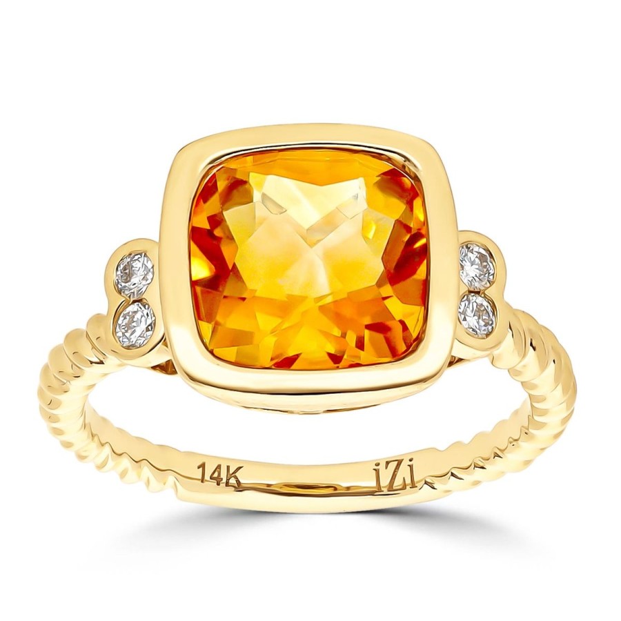 Gem Shopping Citrine And Diamond Cocktail Ring In 14K | Citrine