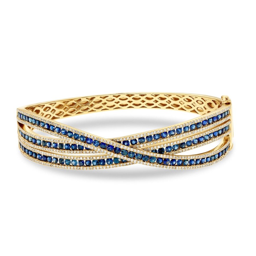 Gem Shopping Sapphire And Diamond Bangle In 14K | Sapphire