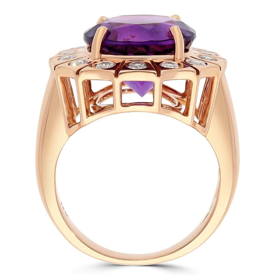 Gem Shopping Siberian Amethyst And Diamond Ring In 14K Rose Gold | Amethyst