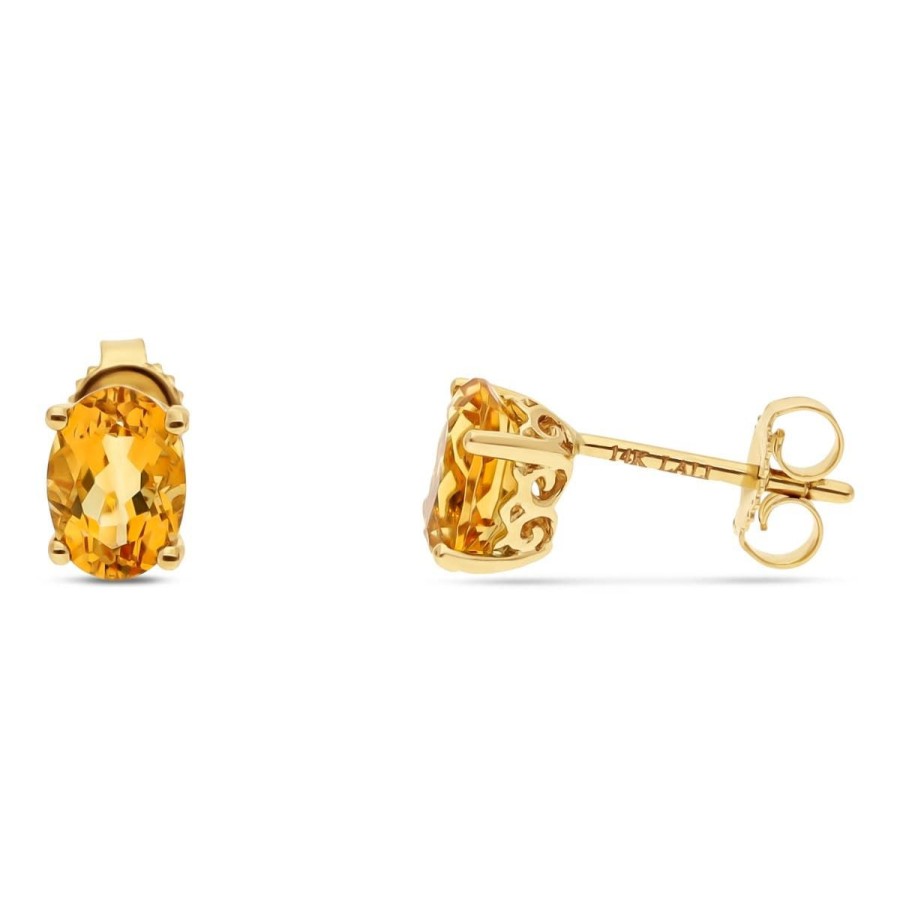 Gem Shopping Lali Jewels Citrine Stud Earrings In 14K Yellow Gold | Citrine