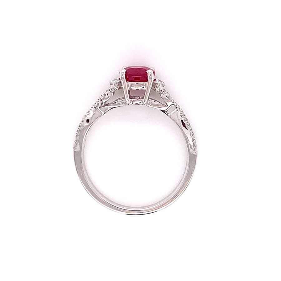 Gem Shopping Ruby And Diamond Ring In 18K White Gold | Ruby