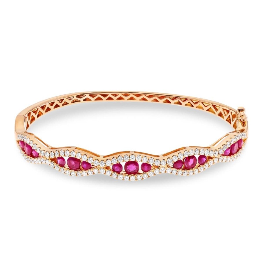 Gem Shopping Ruby And Diamond Bangle Bracelet In 18K | Ruby