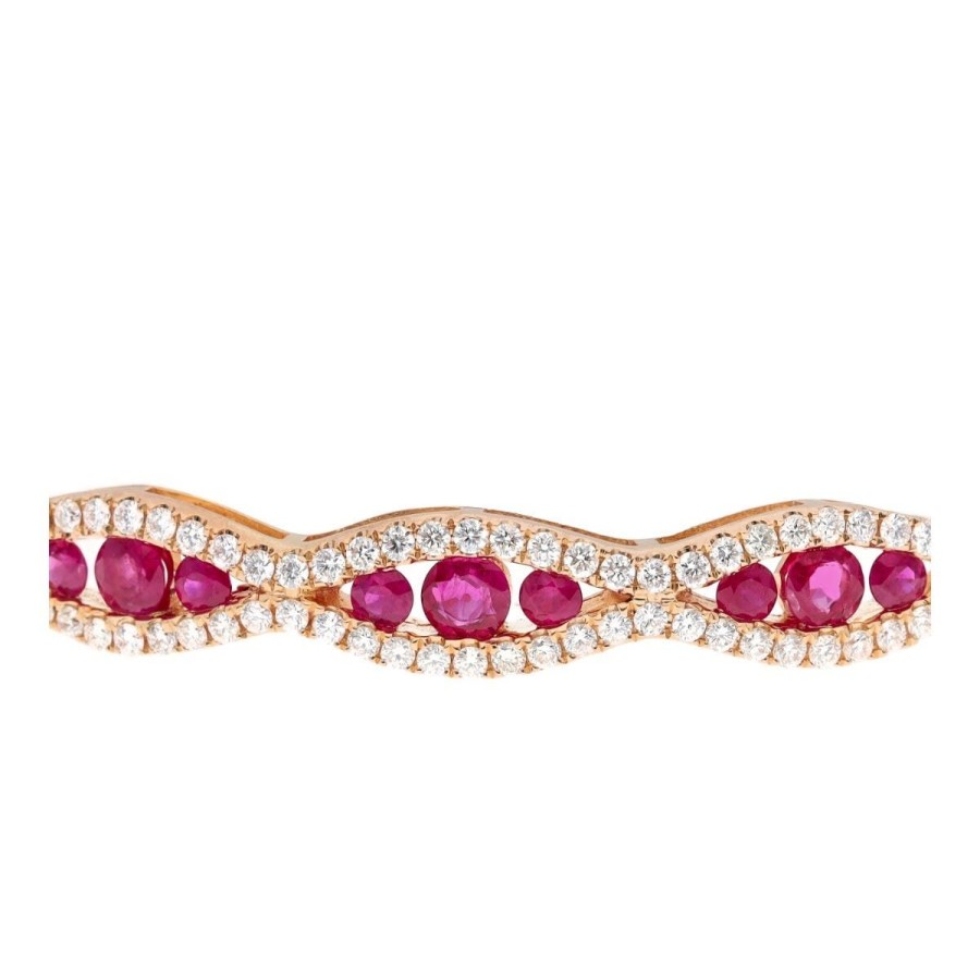 Gem Shopping Ruby And Diamond Bangle Bracelet In 18K | Ruby