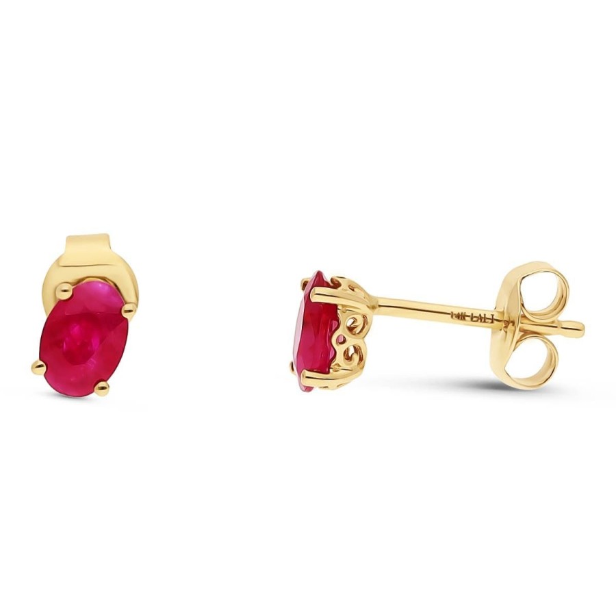 Gem Shopping Lali Jewels Ruby Stud Earrings In 14K Yellow Gold | Ruby