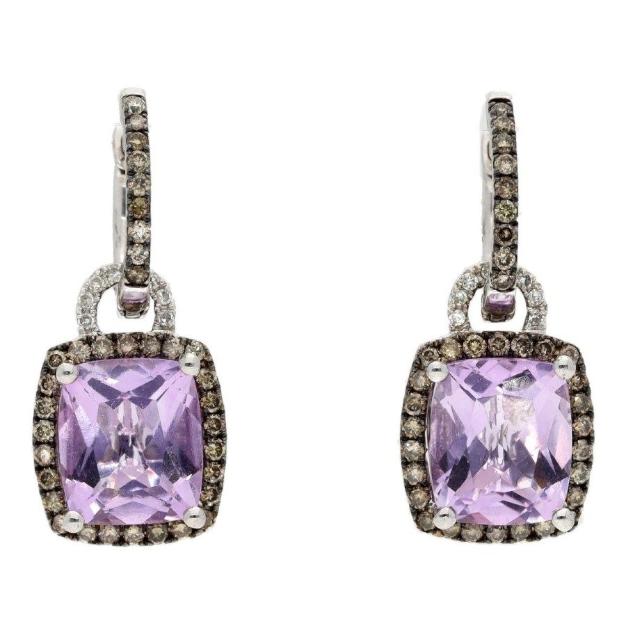 Gem Shopping Effy Amethyst And Diamond Drop Earrings In 14K White Gold | Amethyst