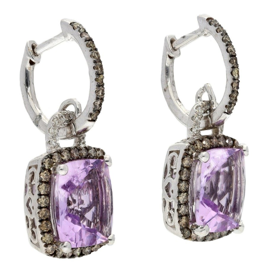 Gem Shopping Effy Amethyst And Diamond Drop Earrings In 14K White Gold | Amethyst