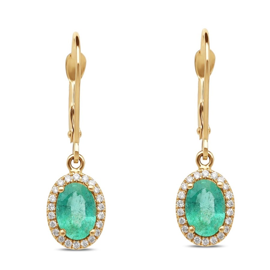 Gem Shopping Cut By Ben Emerald And Diamond Earrings In 14K | Emerald