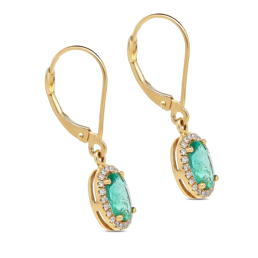 Gem Shopping Cut By Ben Emerald And Diamond Earrings In 14K | Emerald