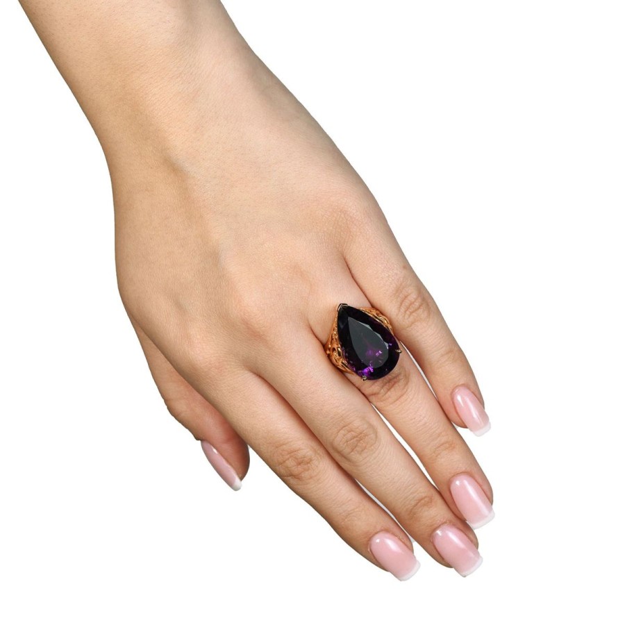 Gem Shopping Pear-Cut Siberian Amethyst Ring In 14K Rose Gold | Amethyst