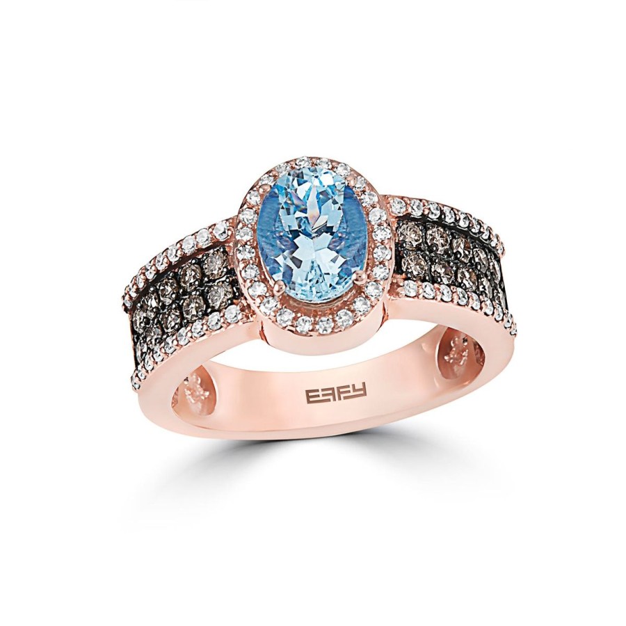 Gem Shopping Effy Aquamarine And Diamond Ring In 14K Rose Gold | Aquamarine