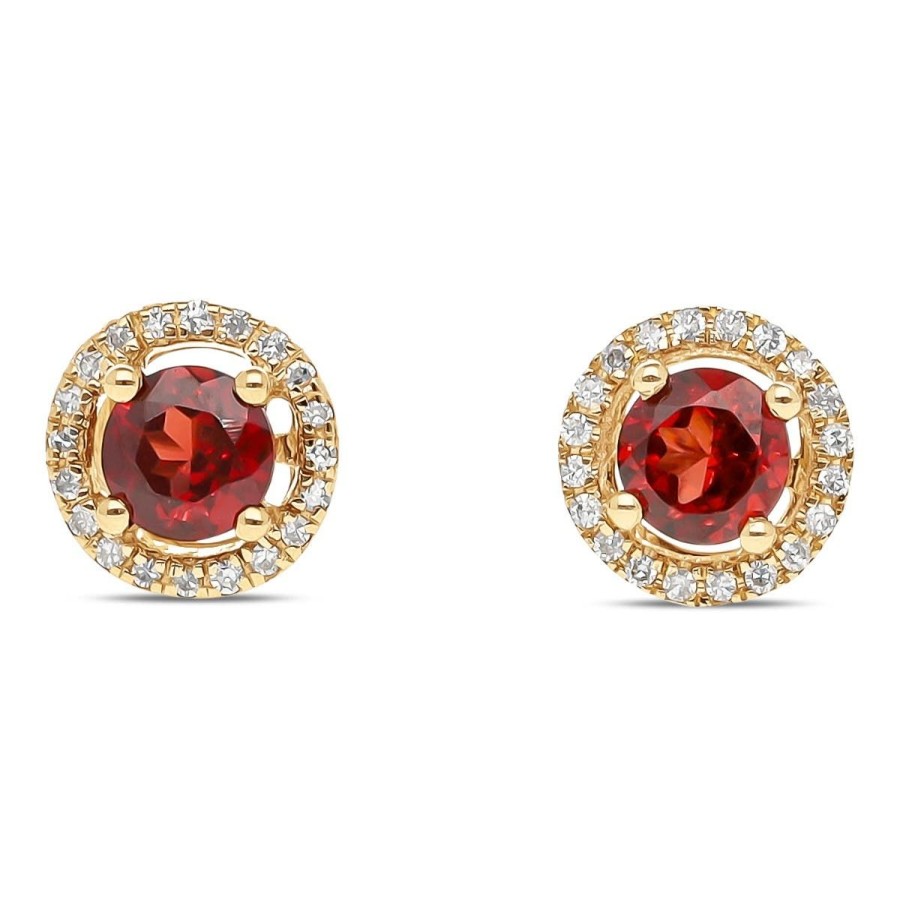 Gem Shopping Lali Jewels Garnet And Diamond Stud Earrings In 14K Yellow Gold | Garnet