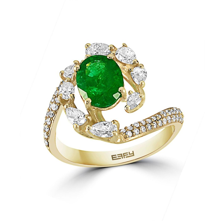 Gem Shopping Effy Emerald And Diamond Ring In 14K Yellow Gold | Emerald