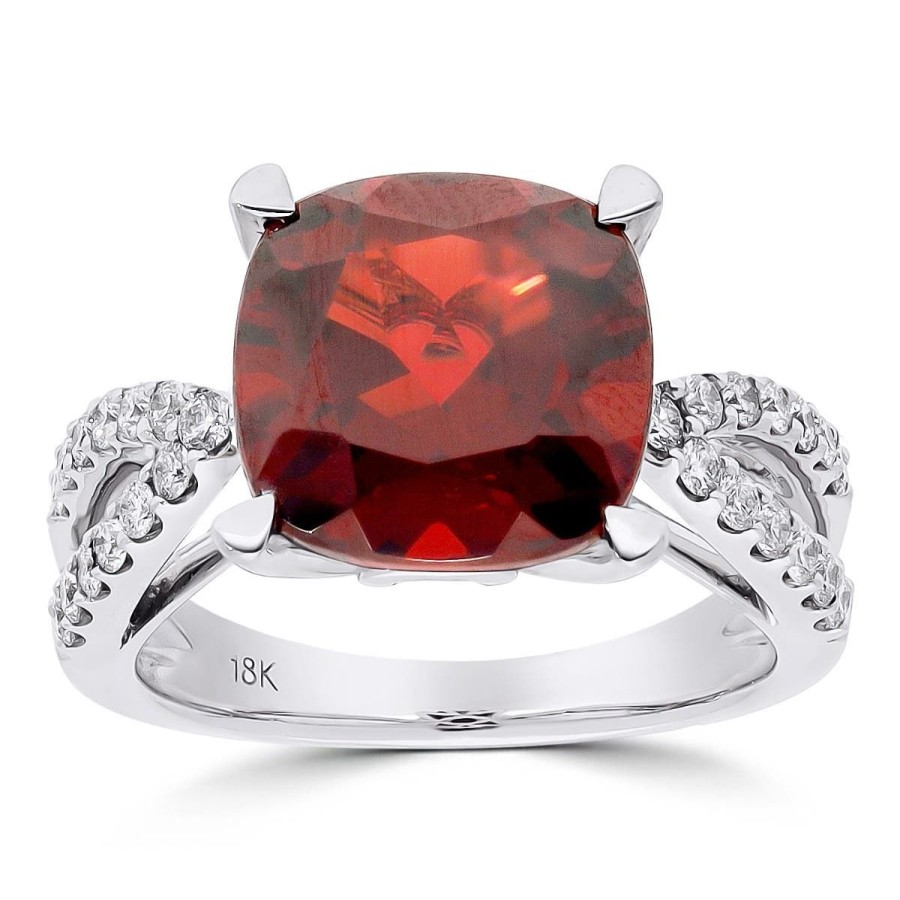 Gem Shopping Ant Hill Garnet And Diamond Ring In 18K White Gold | Garnet