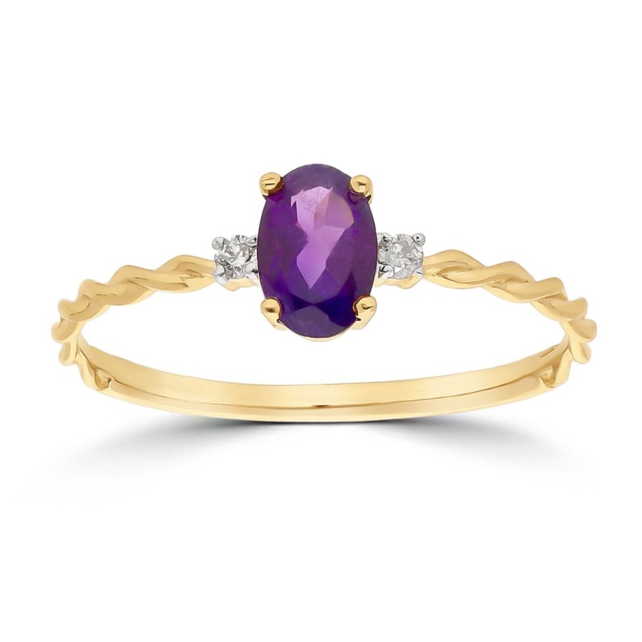 Gem Shopping Brevani Amethyst And Diamond Ring In 14K | Amethyst