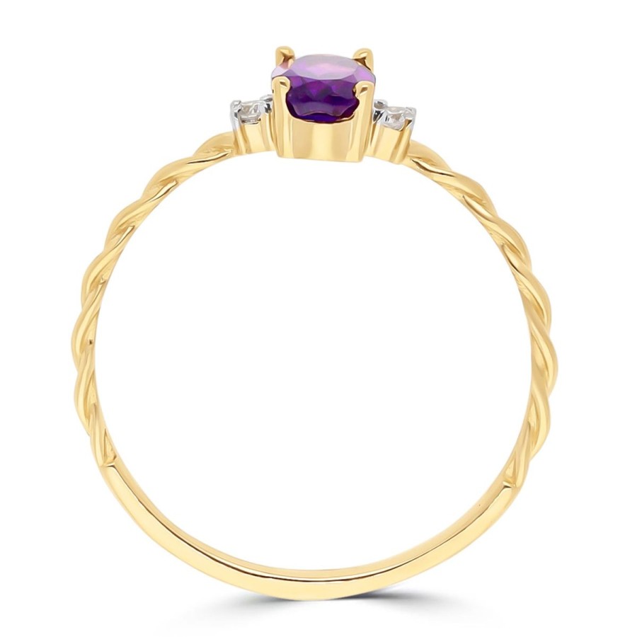 Gem Shopping Brevani Amethyst And Diamond Ring In 14K | Amethyst