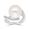 Gem Shopping Cut By Ben Cultured South Sea Pearl And Diamond Ring In 18K | Pearl