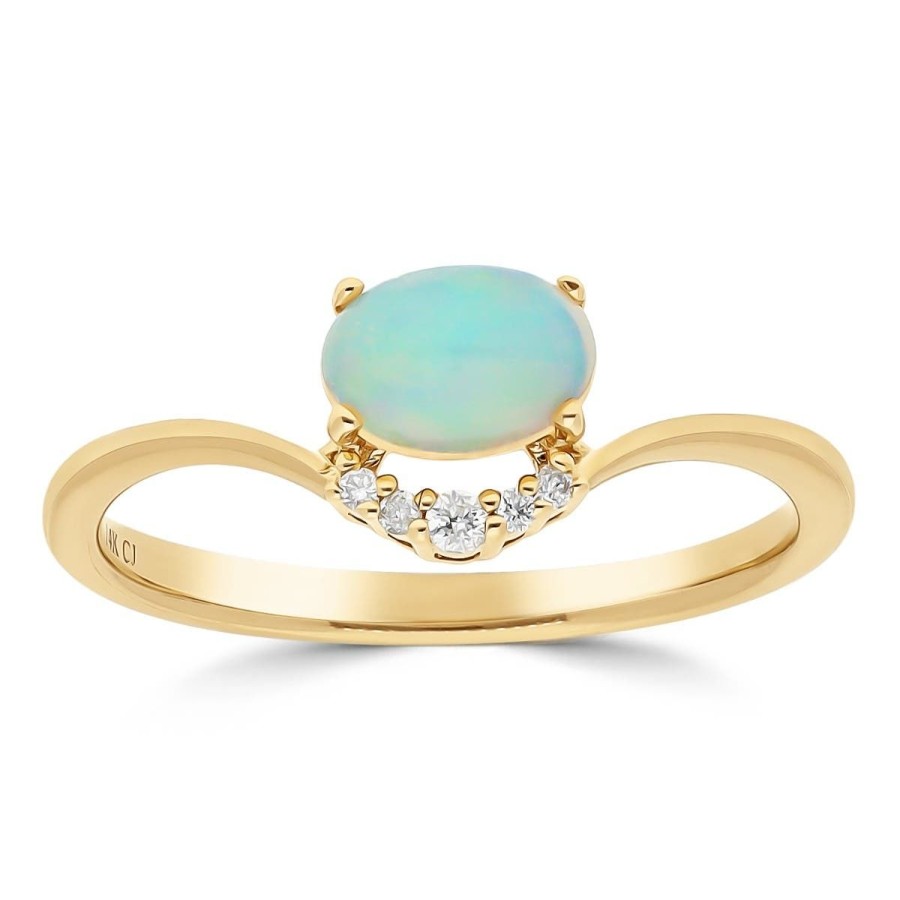 Gem Shopping Cirari Couture Opal And Diamond Ring In 14K Yellow Gold | Opal