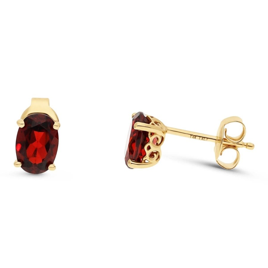 Gem Shopping Lali Jewels Garnet Stud Earrings In 14K Yellow Gold | Garnet