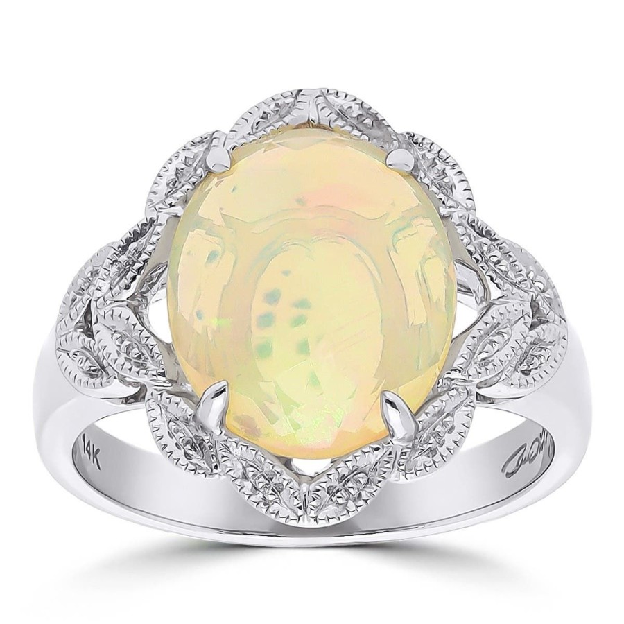 Gem Shopping Opal Ring In 14K White Gold | Opal