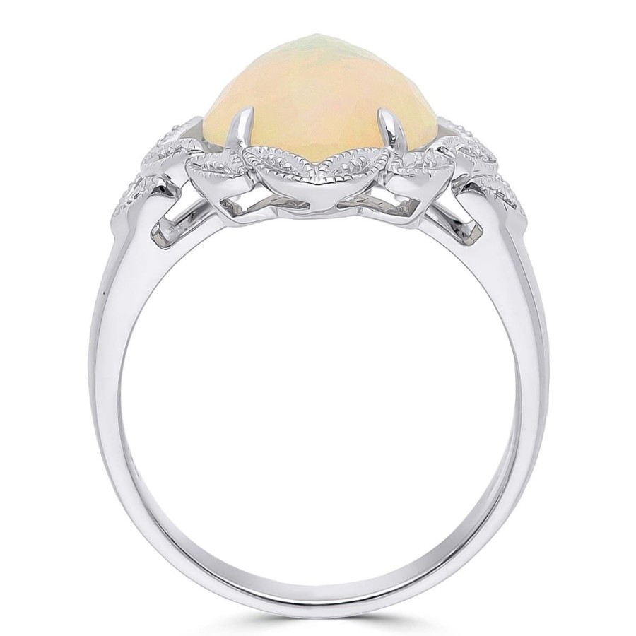 Gem Shopping Opal Ring In 14K White Gold | Opal