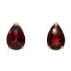 Gem Shopping Garnet Pear Stud Earrings In 14K Yellow Gold | Garnet